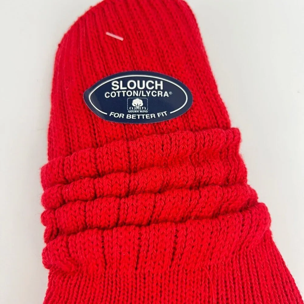 Honors RED Slouch Vintage Socks Womens‎ size 9-11 NOS Made in USA